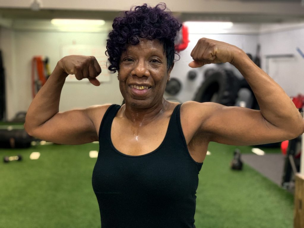 Carolyn Wright after her Personal Training session at X3 Sports in Atlanta, Ga. X3 Sports helped Carolyn lose weight and tone up!